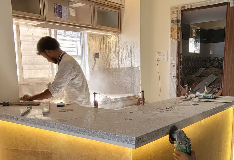 Granite kitchen countertop fitting